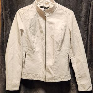 Baccini White faux leather jacket sz med NWT